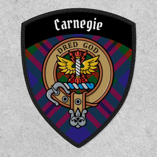 Clan Carnegie Crest over Tartan Patch