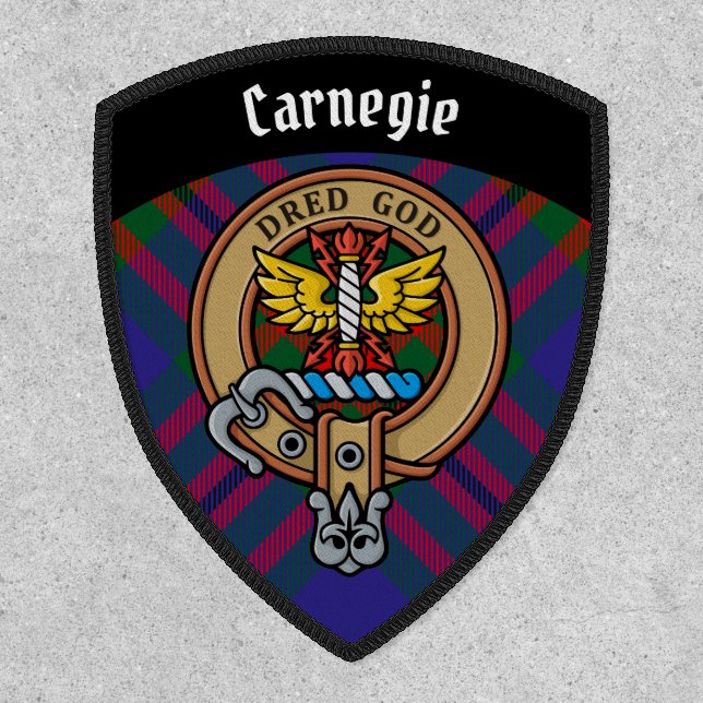 Clan Carnegie Crest over Tartan Patch (Front)