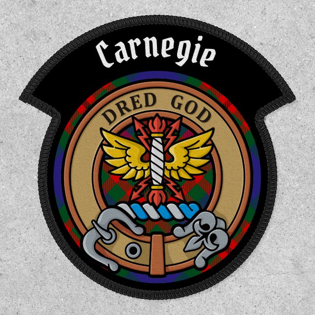 Clan Carnegie Crest over Tartan Patch (Front)