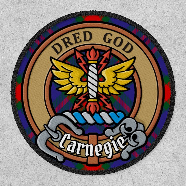 Clan Carnegie Crest over Tartan Patch (Front)