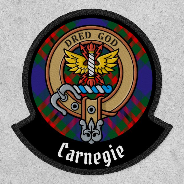 Clan Carnegie Crest over Tartan Patch (Front)