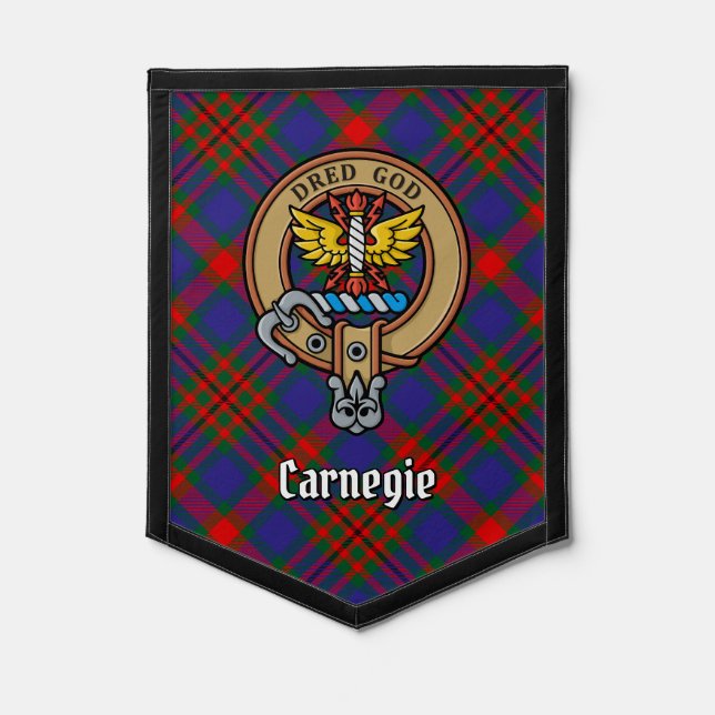 Clan Carnegie Crest over Tartan Pennant (Front)