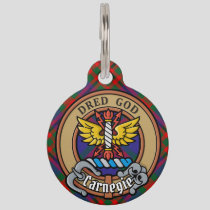 Clan Carnegie Crest over Tartan Pet ID Tag