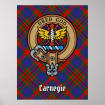 Clan Carnegie Crest over Tartan Poster