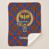 Clan Carnegie Crest over Tartan Sherpa Blanket