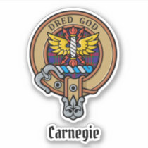 Clan Carnegie Crest over Tartan Sticker