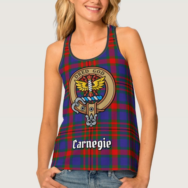Clan Carnegie Crest over Tartan Tank Top (Front)