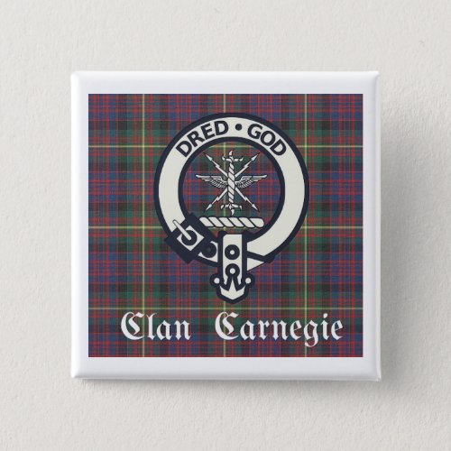 Clan Carnegie Crest Tartan Button