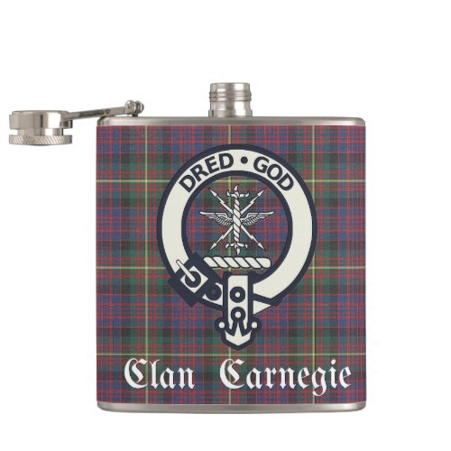 Clan Carnegie Crest Tartan Hip Flask