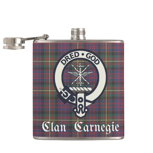 Clan Carnegie Crest Tartan Hip Flask (Opened)