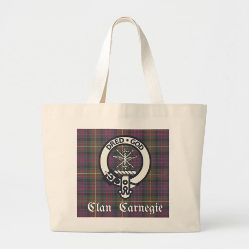 Clan Carnegie Crest Tartan Large Tote Bag