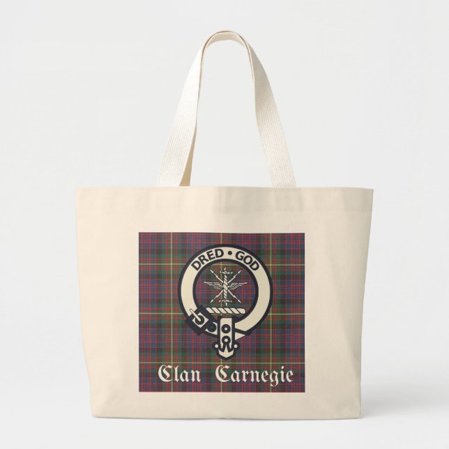 Clan Carnegie Crest Tartan Large Tote Bag (Front)