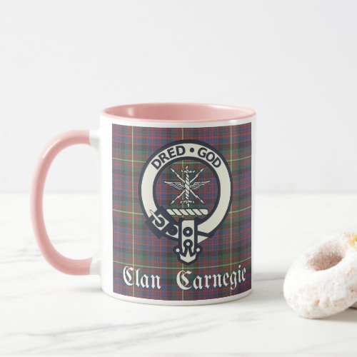 Clan Carnegie Crest Tartan Mug