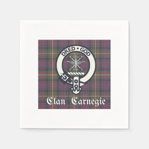 Clan Carnegie Crest Tartan Napkins