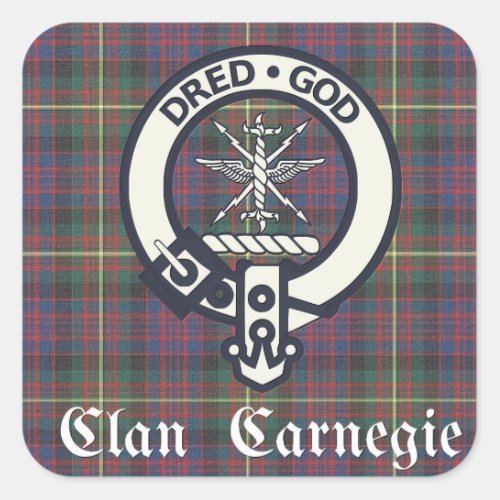 Clan Carnegie Crest Tartan Square Sticker