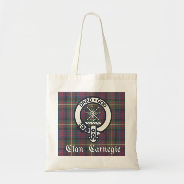 Clan Carnegie Crest Tartan Tote Bag (Front)