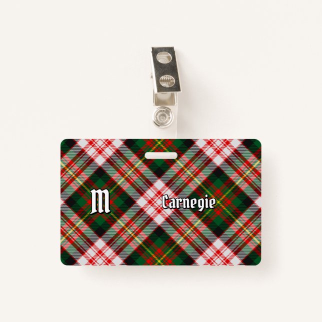 Clan Carnegie Dress Tartan Badge (Front with Clip)