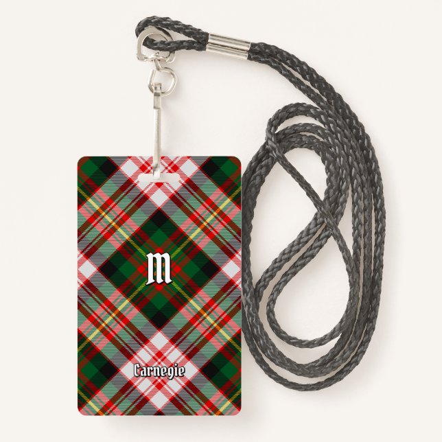 Clan Carnegie Dress Tartan Badge (Front with Lanyard)