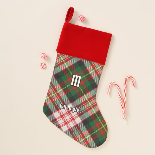 Clan Carnegie Dress Tartan Christmas Stocking (Front)