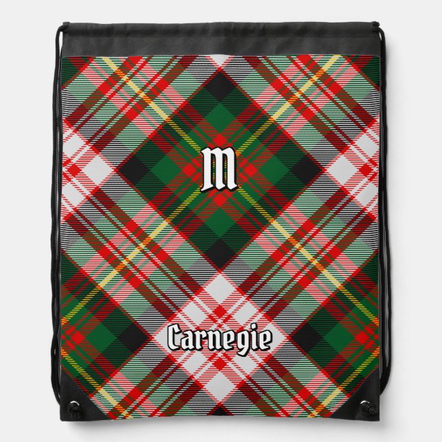 Clan Carnegie Dress Tartan Drawstring Bag (Front)