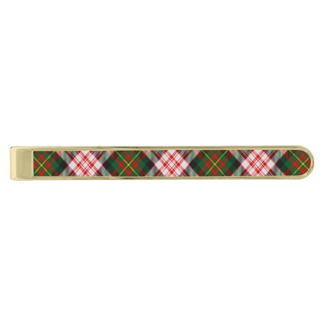 Clan Carnegie Dress Tartan Gold Finish Tie Bar (Front)