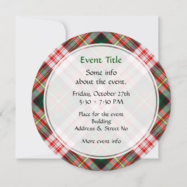 Clan Carnegie Dress Tartan Invitation (Back)