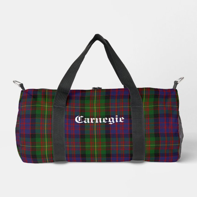 Clan Carnegie Tartan Customizable Duffle Bag (Front)