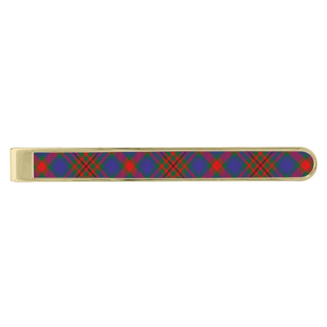Clan Carnegie Tartan Gold Finish Tie Bar (Front)