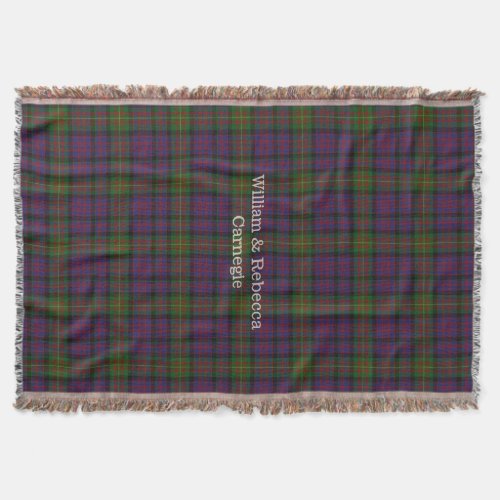 Clan Carnegie Tartan Plaid Custom Throw Blanket