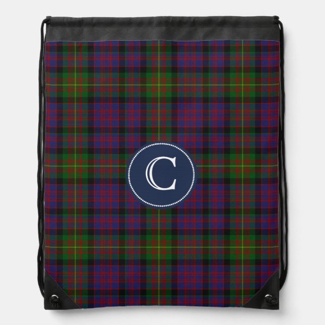 Clan Carnegie Tartan Plaid Monogram Backpack (Front)