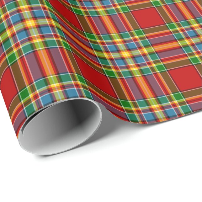 Clan Chattan Tartan Red Scottish Plaid Wrapping Paper (Roll Corner)