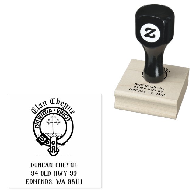 Clan Cheyne Crest Badge Customizable  Rubber Stamp (Stamped)