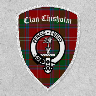 Clan Chisholm Crest Badge and Tartan Iron On Patch