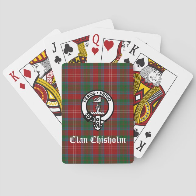 Clan Chisholm Crest Badge & Tartan  Poker Cards (Back)