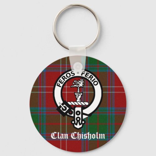 Clan Chisholm Tartan  Crest Badge Keychain