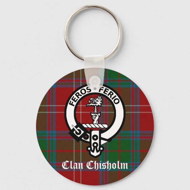 Clan Chisholm Tartan & Crest Badge Keychain (Front)