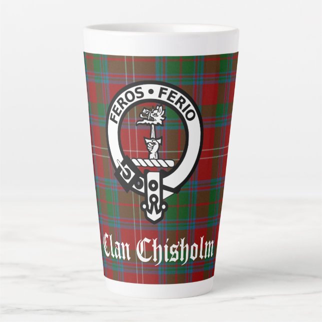 Clan Chisholm Tartan & Crest Badge  Latte Mug (Front)