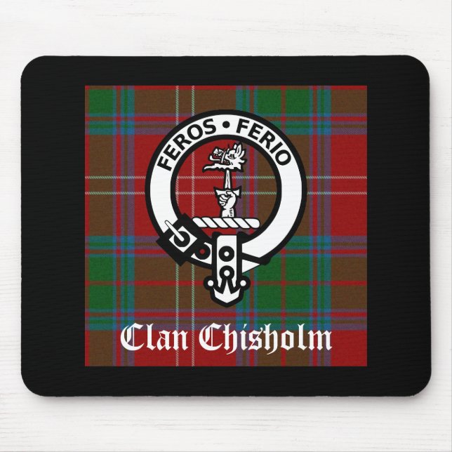 Clan Chisholm Tartan & Crest Badge Mouse Pad (Front)