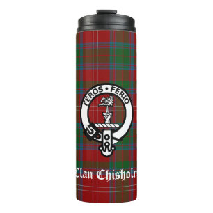 Clan Chisholm Tartan & Crest Badge Thermal Tumbler