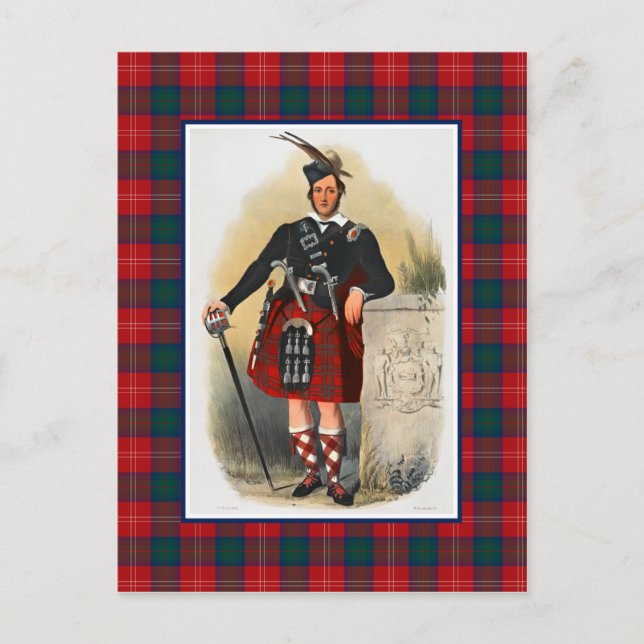 Clan Chisholm Vintage Illustration Tartan Frame Postcard (Front)