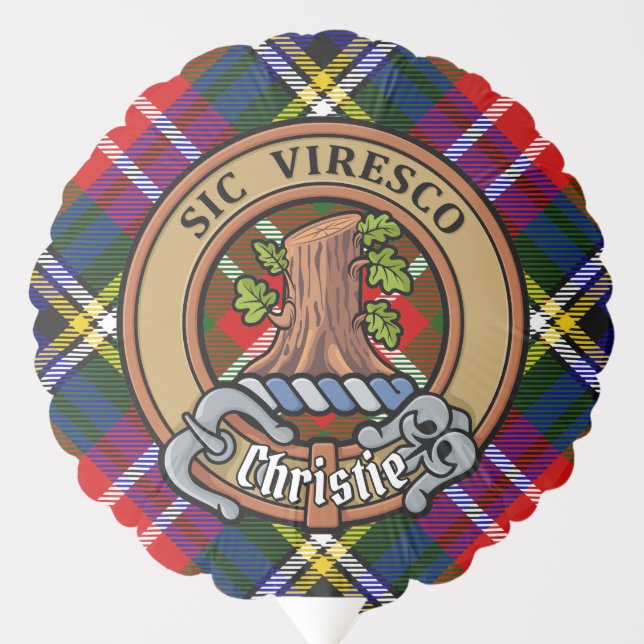 Clan Christie Crest over Tartan Balloon (Front)