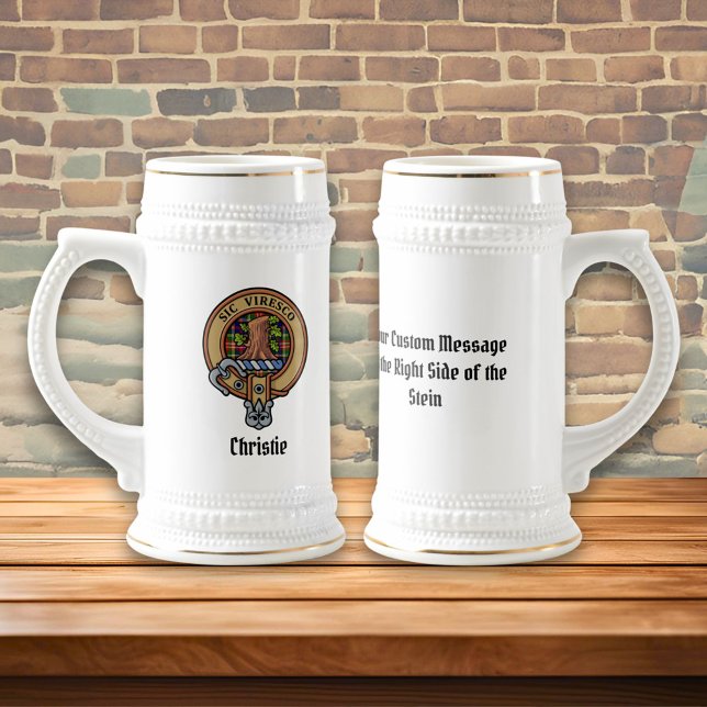 Clan Christie Crest over Tartan Beer Stein (Creator Uploaded)