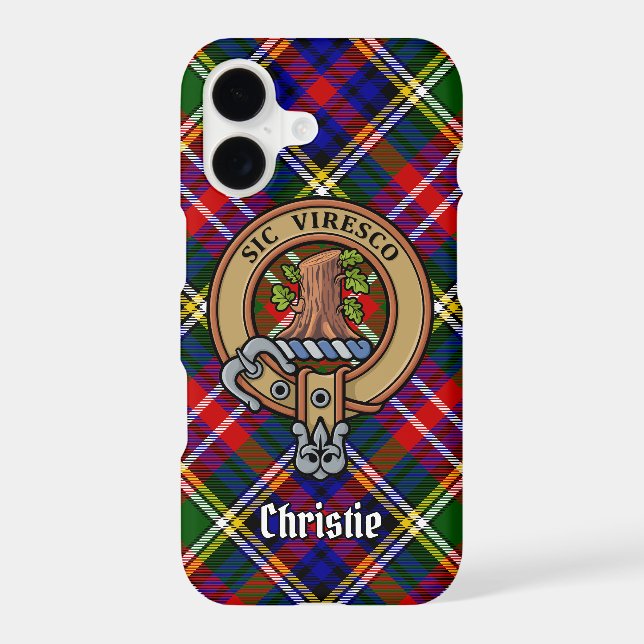 Clan Christie Crest over Tartan Case-Mate iPhone Case (Back)