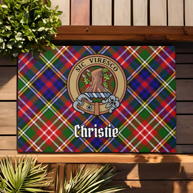 Clan Christie Crest over Tartan Doormat (Creator Uploaded)