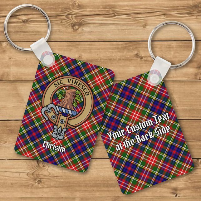 Clan Christie Crest over Tartan Keychain (Creator Uploaded)