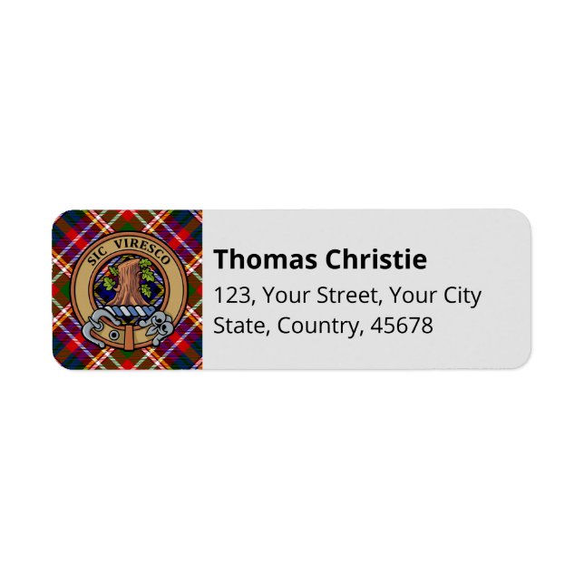 Clan Christie Crest over Tartan Label (Front)