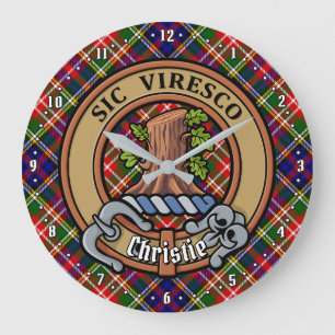 Clan Christie Crest over Tartan Large Clock