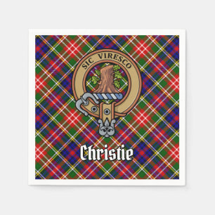 Clan Christie Crest over Tartan Napkins