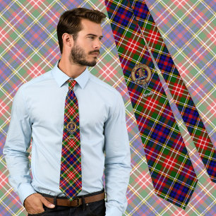 Clan Christie Crest over Tartan Neck Tie