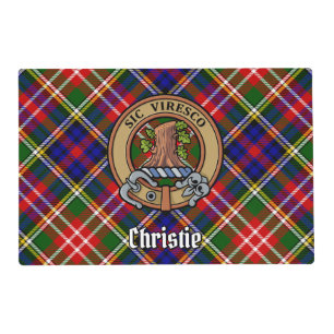 Clan Christie Crest over Tartan Placemat